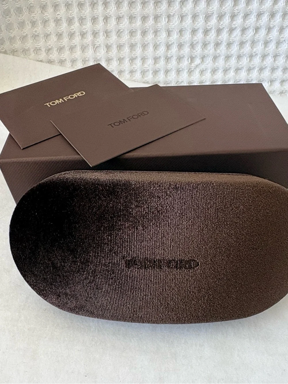 NEW AUTHENTIC TOM FORD X-LARGE EYGLASSES BOX VELOUR CASE SEALED CLOTH DOCUMENTS